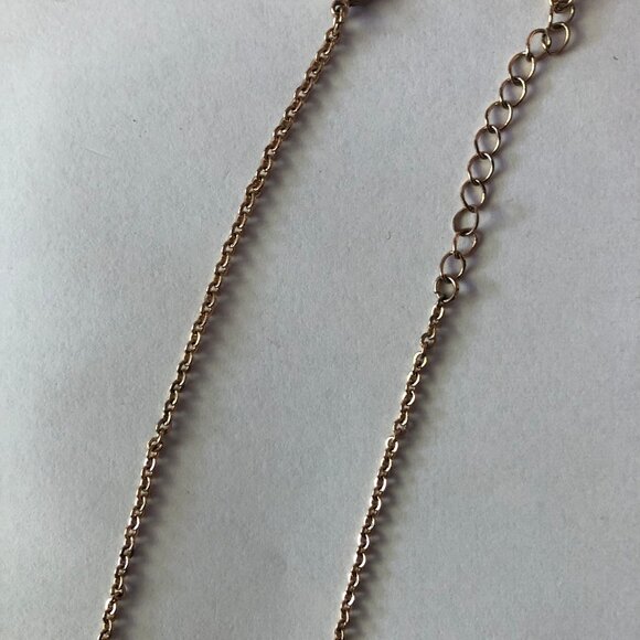 Purple and blue iridescent pendant gold tone metal chain necklace 26"-29" long - Picture 5 of 6